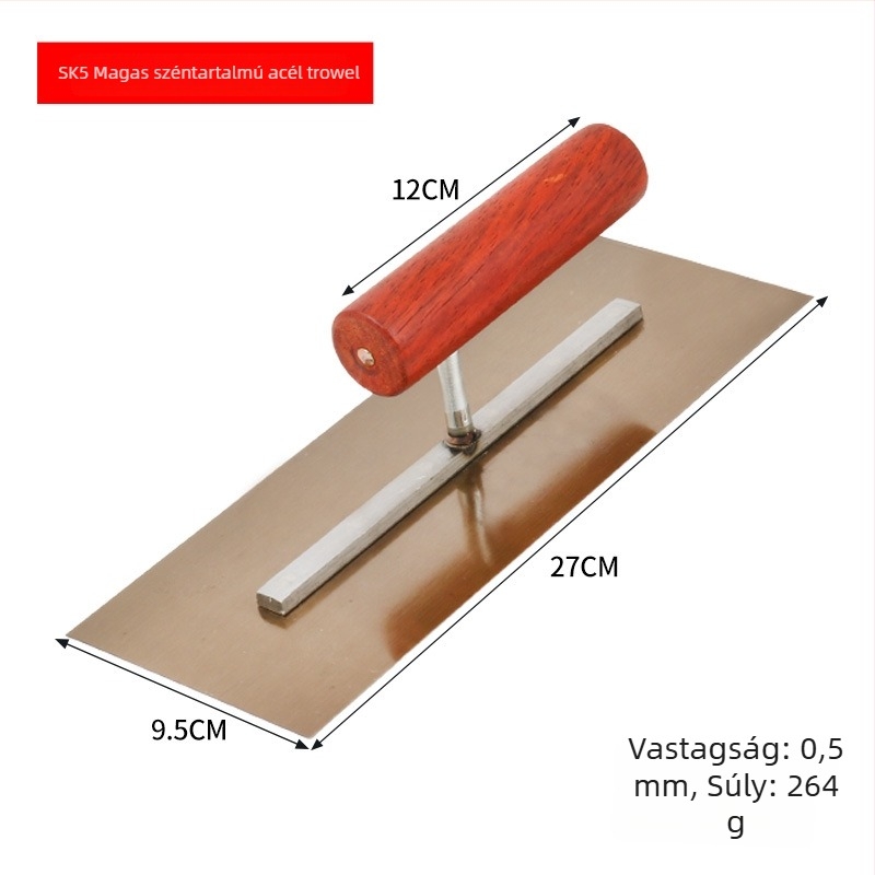 Belső falak glettelő spatulája SK5 magas szén­tartalmú acél penge, 45# acél talp, fa markolat, modell 250/270/300