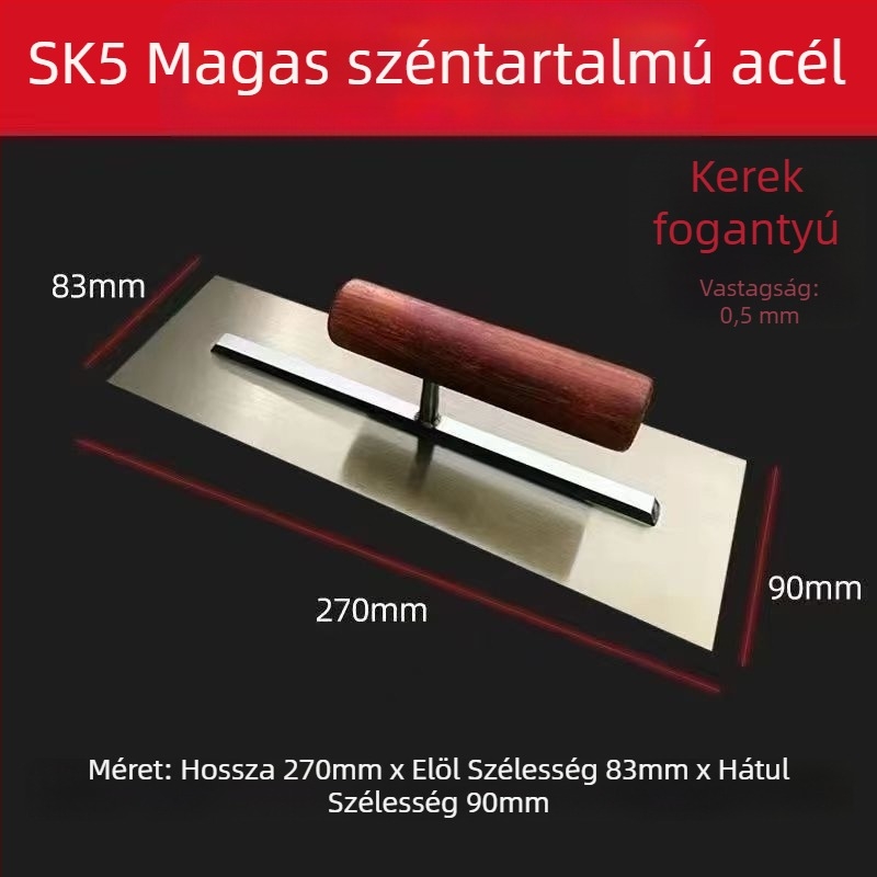 Belső falak glettelő spatulája SK5 magas szén­tartalmú acél penge, 45# acél talp, fa markolat, modell 250/270/300