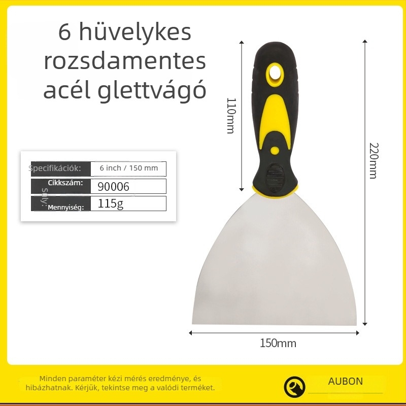 Aubon kéttónerű műanyag nyélű glettelő kés, 65Mn pengével, alkalmas glettelésre, felület-előkészítésre és régi bevonat eltávolítására, gazdaságos sorozat