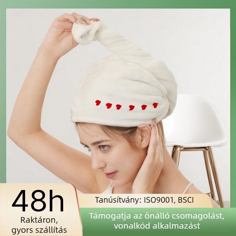 Hímzett korall fleece hajszárító sapka, 50-79 g