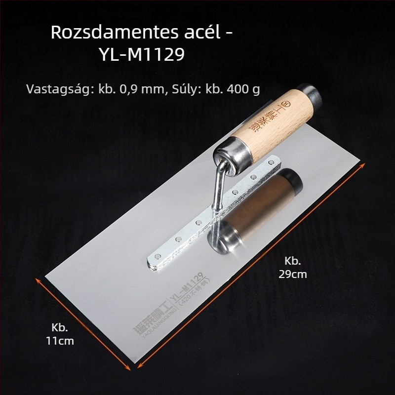 Rozsdamentes acél glettelő spatula architektúrához, modell Putty scraper, márka 0001