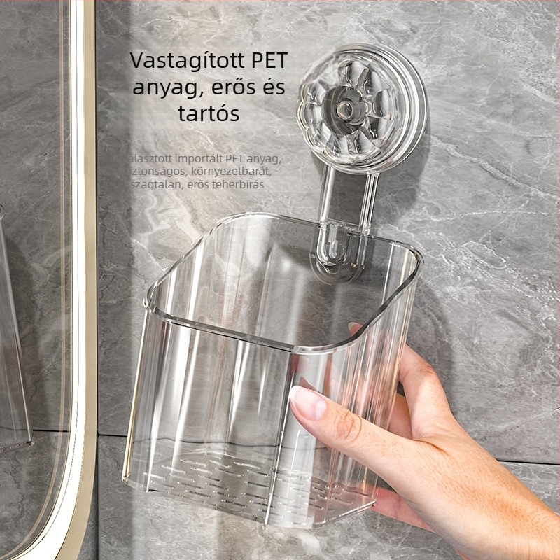 Fogkefetartó – PET anyag, falra szerelhető szívócsésze, tárolás, Junman