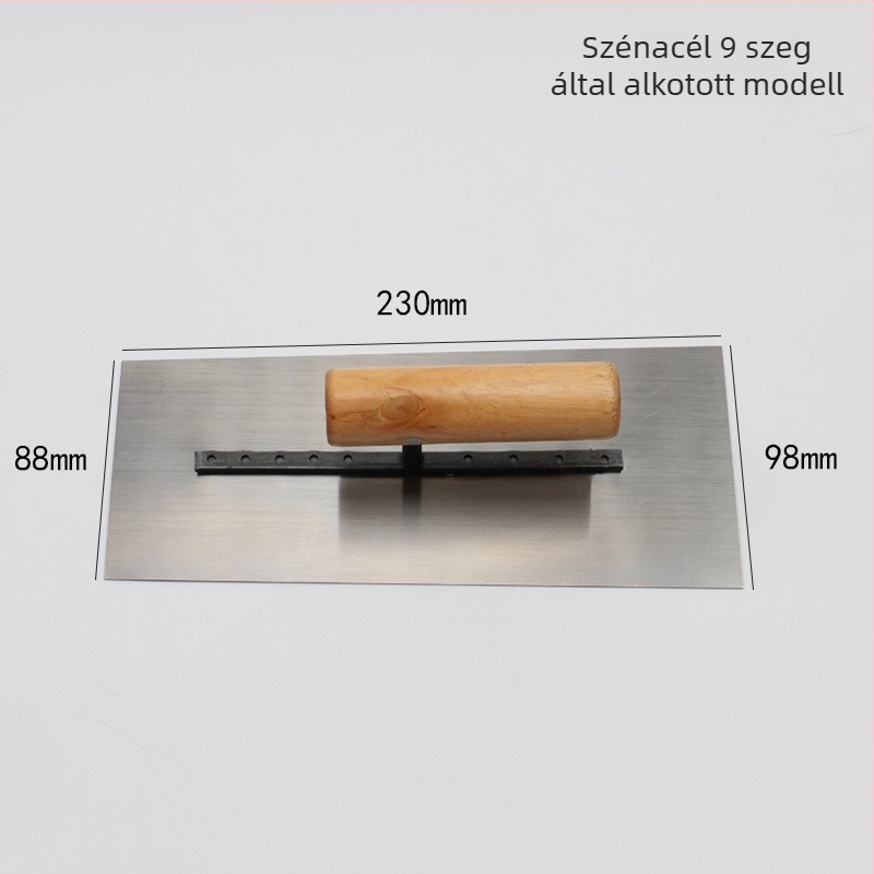 Fa nyelű vakolókanál karbon- és rozsdamentes acél pengével, vastagság 0,5, építésre