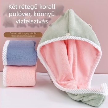 Kétoldalas gyorsszárító hajkendő, rendkívül nedvszívó, Modell D1, 120D Coral Fleece, Plain Weave, 140–169 g