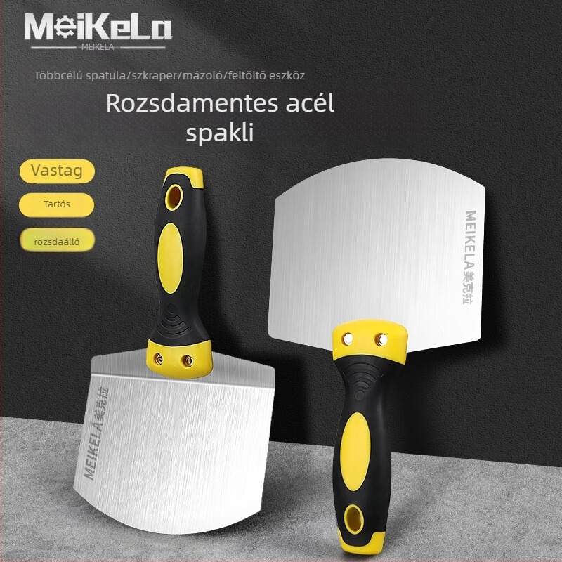Rozsdamentes acél ívelt vakolókanál téglagyártáshoz és gletteléshez, ventilátor alakú glettő kés