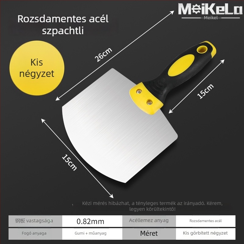 Rozsdamentes acél ívelt vakolókanál téglagyártáshoz és gletteléshez, ventilátor alakú glettő kés
