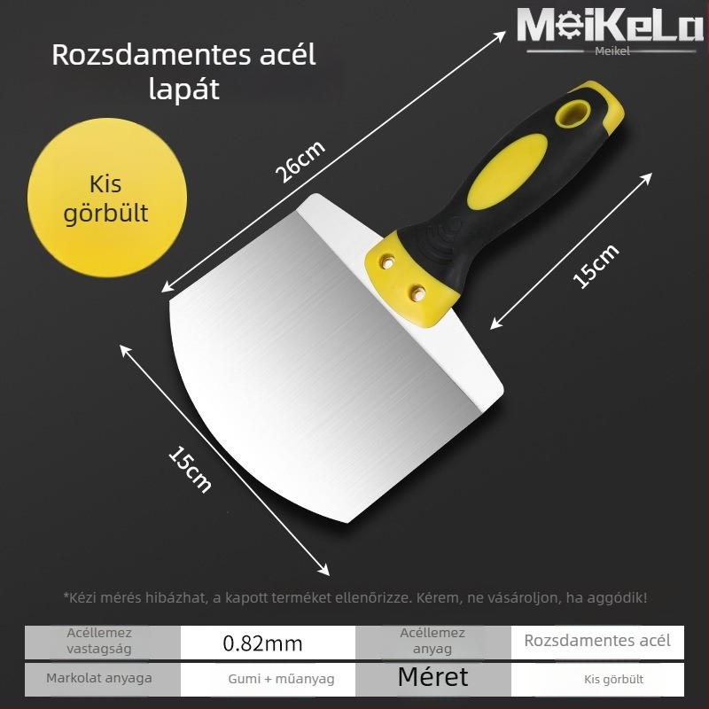 Rozsdamentes acél ívelt vakolókanál téglagyártáshoz és gletteléshez, ventilátor alakú glettő kés