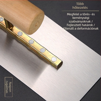 Glett- és vakolat spatula, magas elasztikus mangán acélból, 5–5,5 mm vastagság, fa markolat Ø2,9 cm, Double Best márka, pastákhoz, vakolathoz és simításhoz