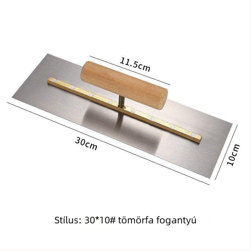Glett- és vakolat spatula, magas elasztikus mangán acélból, 5–5,5 mm vastagság, fa markolat Ø2,9 cm, Double Best márka, pastákhoz, vakolathoz és simításhoz