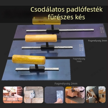 Fogazott padlófesték spatula, kék acélból, önkiegyenlítő padlókhoz