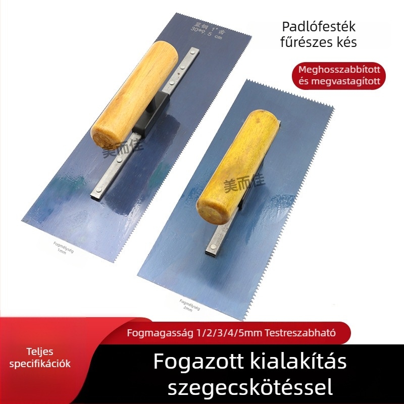 Fogazott padlófesték spatula, kék acélból, önkiegyenlítő padlókhoz