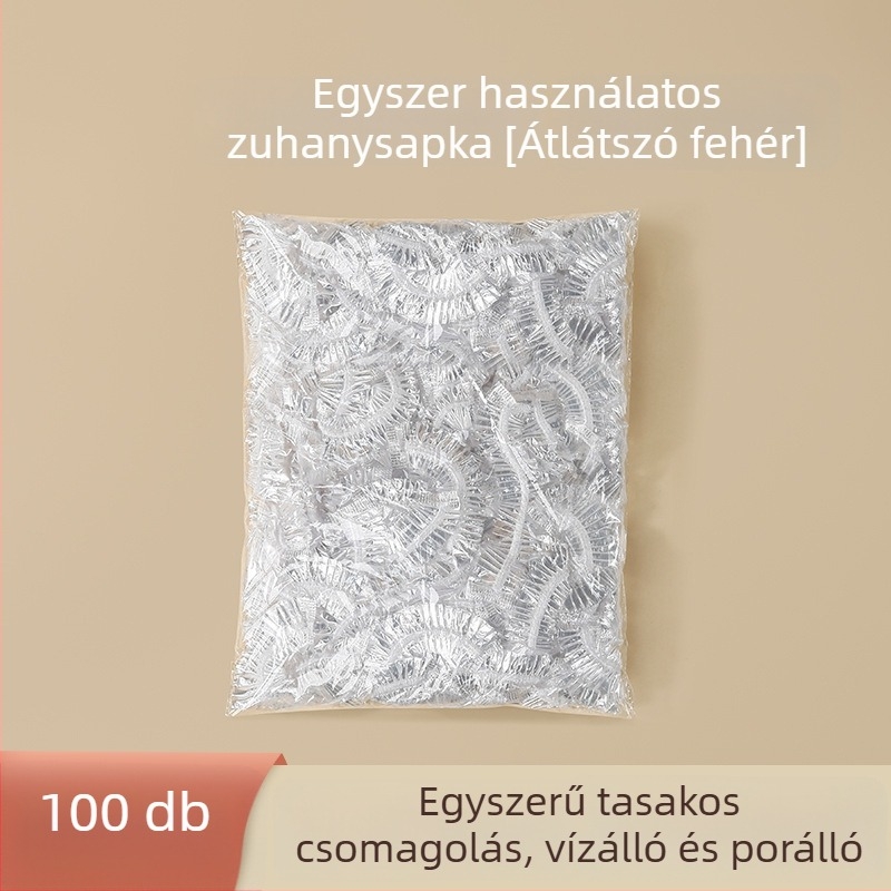 Női egyszer használatos zuhanysapka, vízálló és olajálló, PE anyagból, otthoni és szállodai használatra