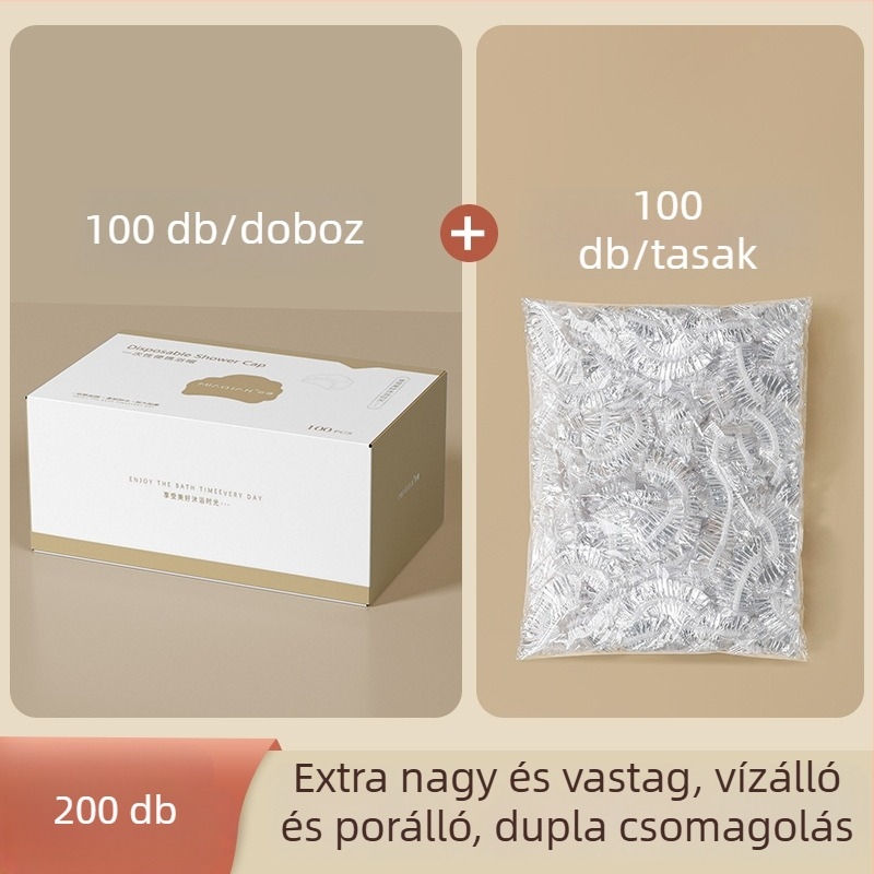 Női egyszer használatos zuhanysapka, vízálló és olajálló, PE anyagból, otthoni és szállodai használatra