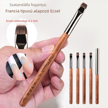 Körömlakk alapozó toll, fából készült fogantyúval, francia stílusú éljavítás, kerek fej és lapos fej