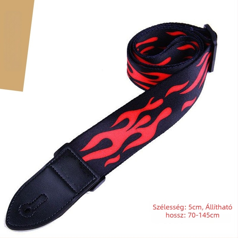 Gitárpánt, állítható, nyomtatható logóval, PU bőr, poliészter-pamut anyag, modell 666-2