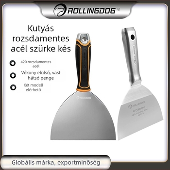 Rolling Dog rozsdamentes acél gittkés, sík pengével, tartós dekoratív építkezésekhez