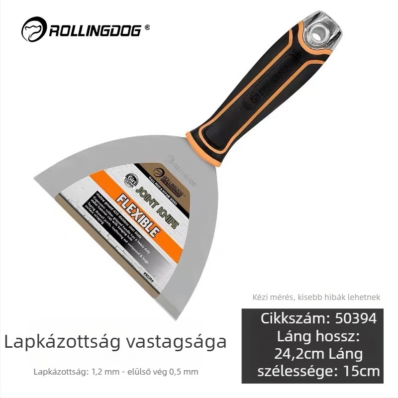 Rolling Dog rozsdamentes acél gittkés, sík pengével, tartós dekoratív építkezésekhez