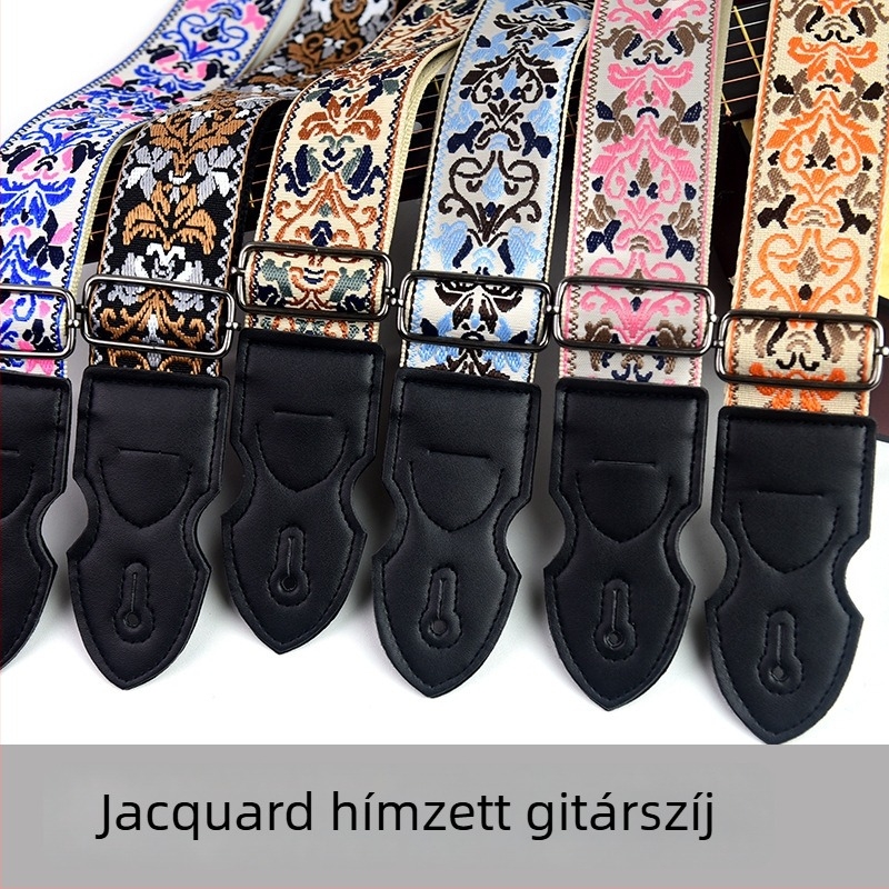PACEUP gitárpánt, poliészter, modell 346001, hímzett retro etnikus stílusban, hangszerhez.