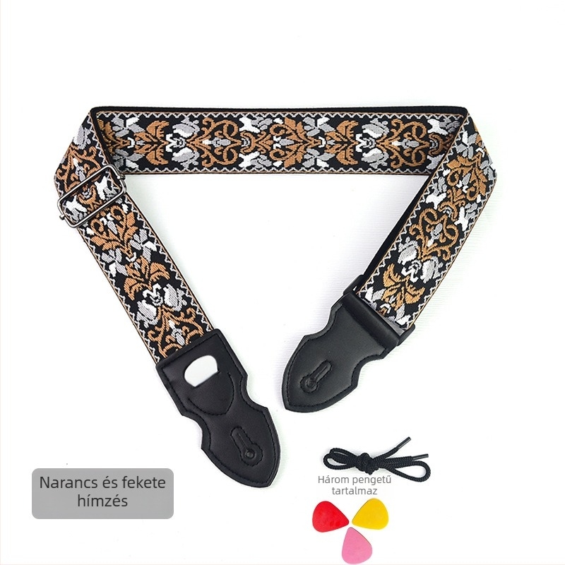 PACEUP gitárpánt, poliészter, modell 346001, hímzett retro etnikus stílusban, hangszerhez.