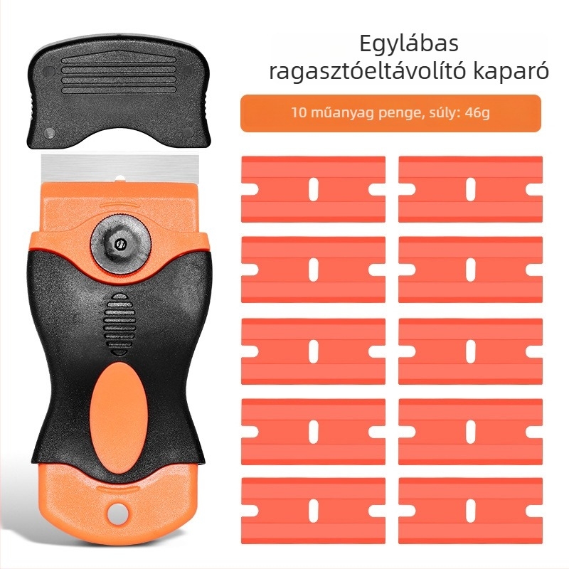 Ragasztó eltávolítására szolgáló tisztító spatula-kés készlet — 45# acél penge, műanyag fogantyú, mobiltelefon kijelzők és autófóliák ragasztó eltávolítására