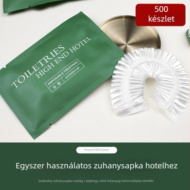 Egyszer használatos zuhanysapka, vízálló, megnagyított és vastagított, egyedi csomagolásban, PE anyag, alkalmas festett hajra, szállodai használatra
