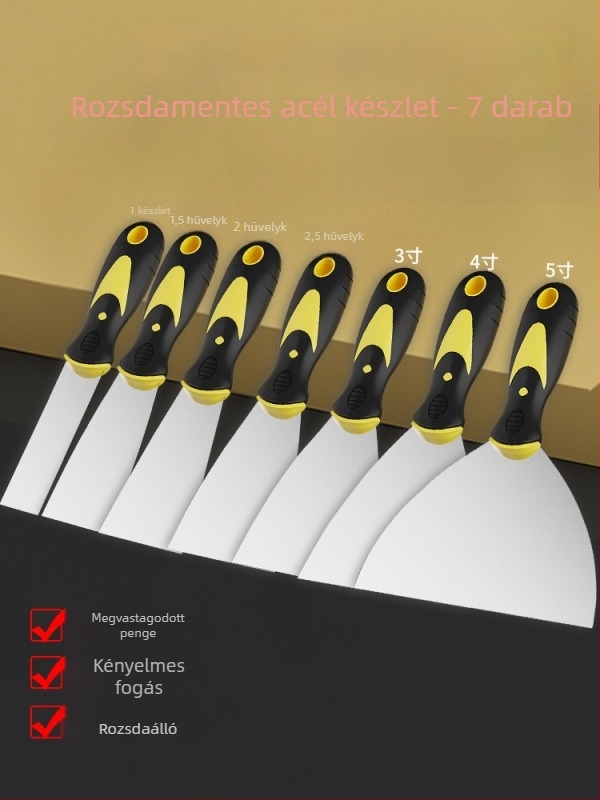 Rozsdamentes acél spatula vakolat tisztítására és tömítésére a falak közötti fugáknál, gitt spatula eszköz