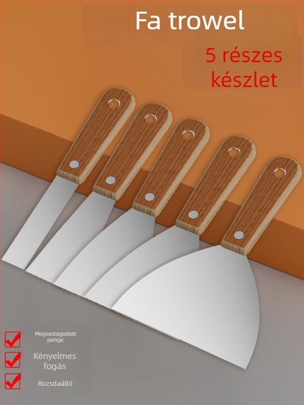Rozsdamentes acél spatula vakolat tisztítására és tömítésére a falak közötti fugáknál, gitt spatula eszköz