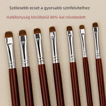 7 darabos körömdíszítő ecsetkészlet rosewood fogantyúval, kerek Mink-szőrű fej, hordozható stílus, kettős használat pontozáshoz és rajzoláshoz