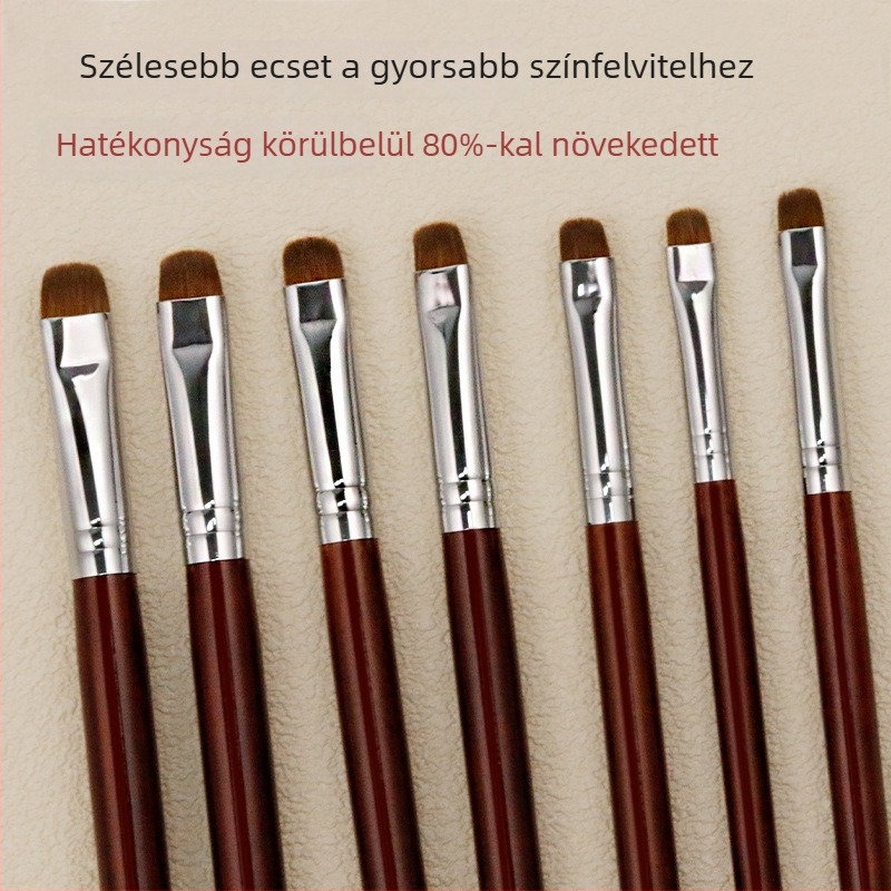 7 darabos körömdíszítő ecsetkészlet rosewood fogantyúval, kerek Mink-szőrű fej, hordozható stílus, kettős használat pontozáshoz és rajzoláshoz