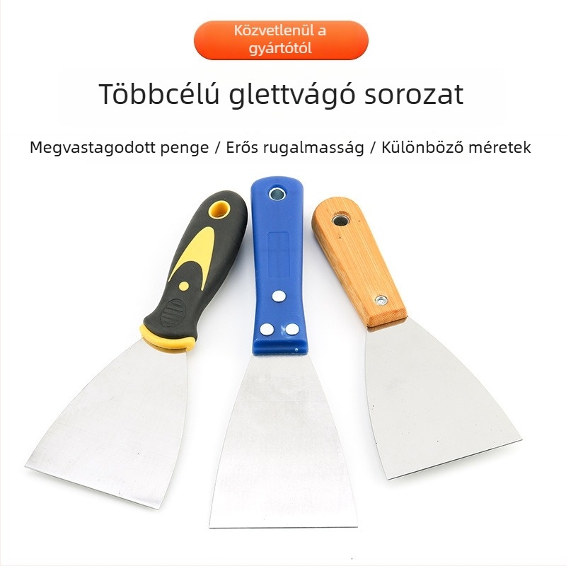 Glett kés fa nyéllel, rozsdamentes acél pengével, vastagított penge fal tisztítására