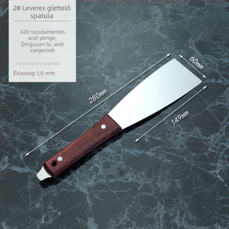Rozsdamentes acél tintakeverő spatula az offset nyomtatáshoz — sík kaparó, megvastagodott glettkés, autóüveg kaparó