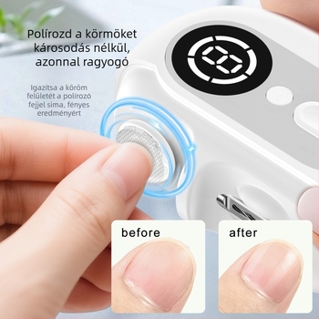 Elektromos körömfúró, S06 modell, ABS+SUS420 acél, súly 210 g, többsfunkciós manikűr eszköz