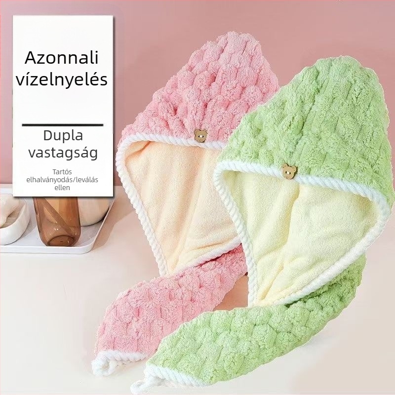 Hajszárító sapka, kétoldalas (kétrétegű), vastag, nedvszívó, gyorsan száradó, tömeg több mint 200 g.