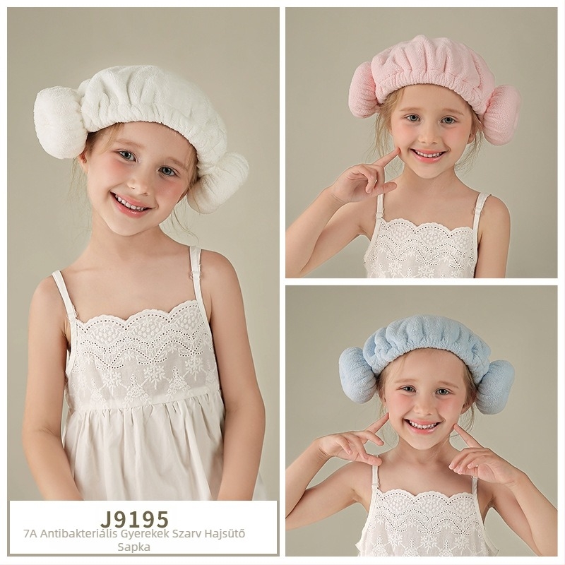 Gyerekeknek szárító sapka – korall velúr, 150D szál, 30 g alatt, hat szálas szövés, szülő-gyermek stílus