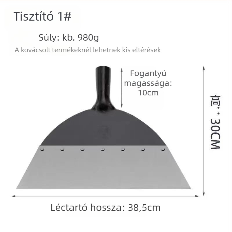 Többcélú fal- és glettelőkanál rozsdamentes acél pengével, hosszú fa nyéllel