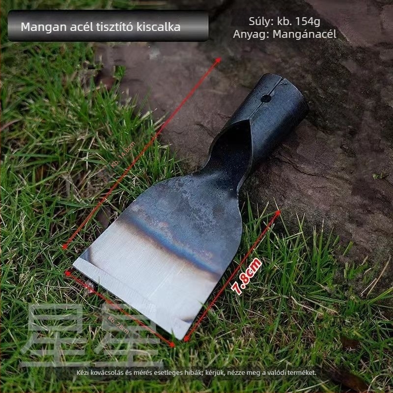 Többcélú fal- és glettelőkanál rozsdamentes acél pengével, hosszú fa nyéllel