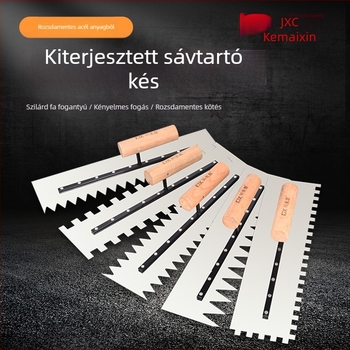 Fogazott glettelőkanál csempézéshez és vakoláshoz, négyzetes és hullámos fogazat, 0,8 mm vastagság, Kemaixin