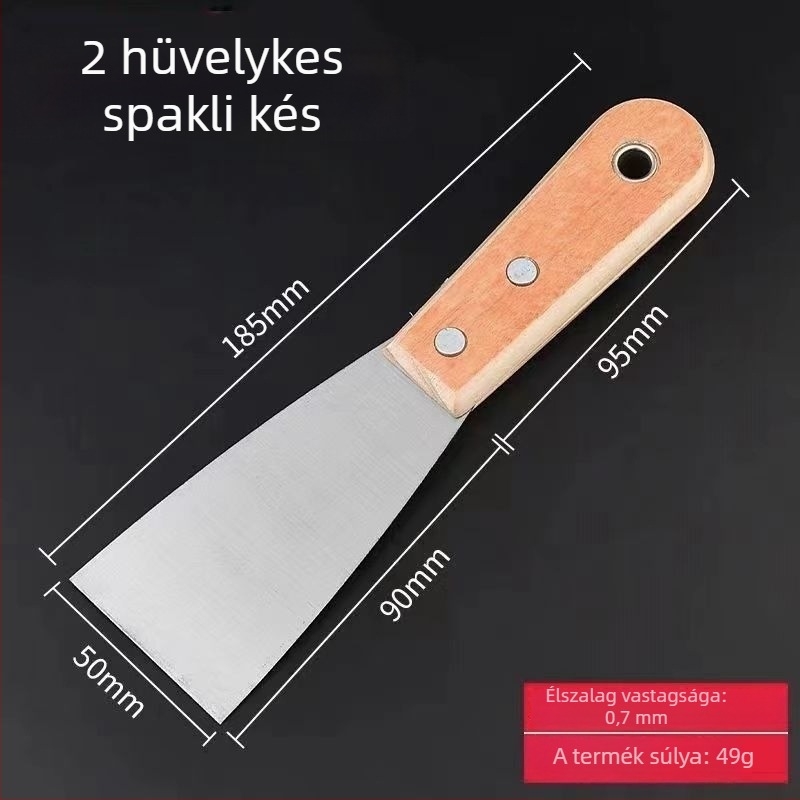 Glettkés megvastagodott vasmarkolattal és tömörfa konstrukcióval – gletteléshez, kaparáshoz és otthoni festéshez