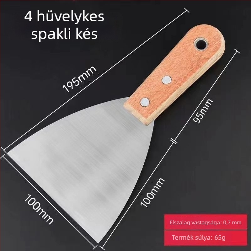 Glettkés megvastagodott vasmarkolattal és tömörfa konstrukcióval – gletteléshez, kaparáshoz és otthoni festéshez