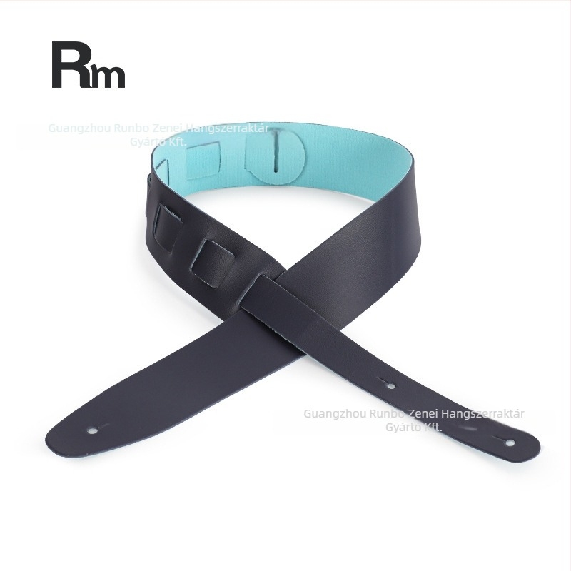 Gitárpánt természetes bőrből, szélesített és vastított, csúszásmentes, elektromos gitárhoz és basszushoz