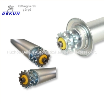 Dekun motor nélküli görgős szállítópálya; csőanyagok: rozsdamentes acél és szénacél; alkalmas logisztikára, élelmiszeriparra, raktárakra és polcokra