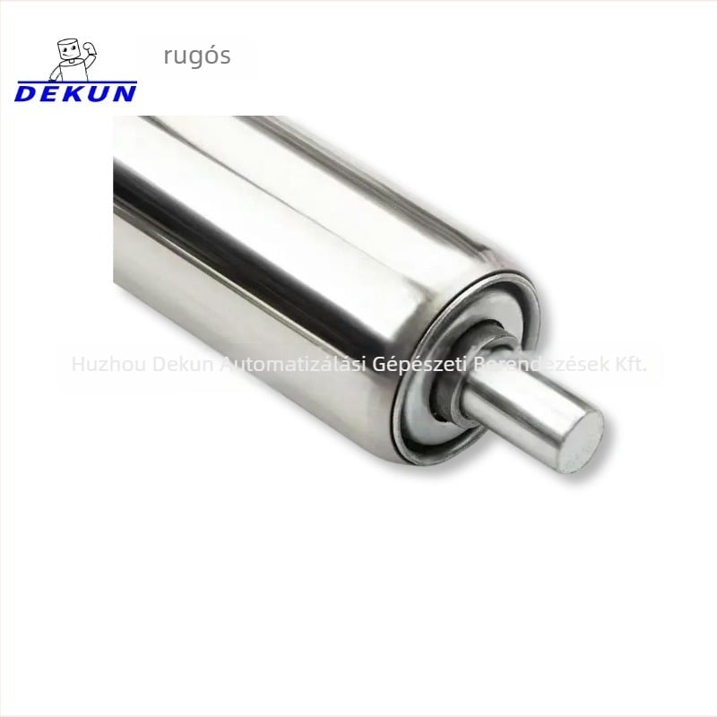 Dekun motor nélküli görgős szállítópálya; csőanyagok: rozsdamentes acél és szénacél; alkalmas logisztikára, élelmiszeriparra, raktárakra és polcokra