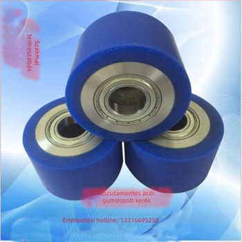 Power roller gumi bevonattal — tekercs átmérője 57 mm, tengely átmérője 20 mm, cső hossza 200 mm, cső anyaga: szénacél, felületkezelés: gumi bevonat