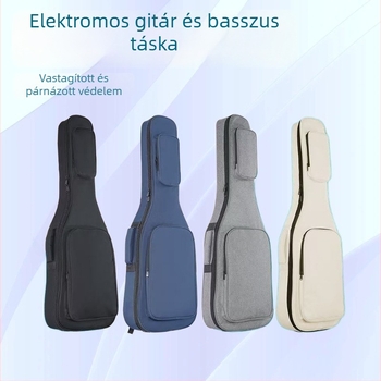 Elektronikus gitár és basszusgitár táska, vastagított párnázással, külső Oxford vászon, belső pamut bélés, görbült vállpántos hátizsák