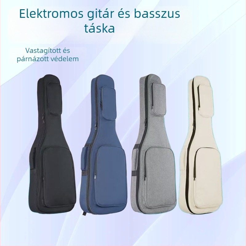 Elektronikus gitár és basszusgitár táska, vastagított párnázással, külső Oxford vászon, belső pamut bélés, görbült vállpántos hátizsák