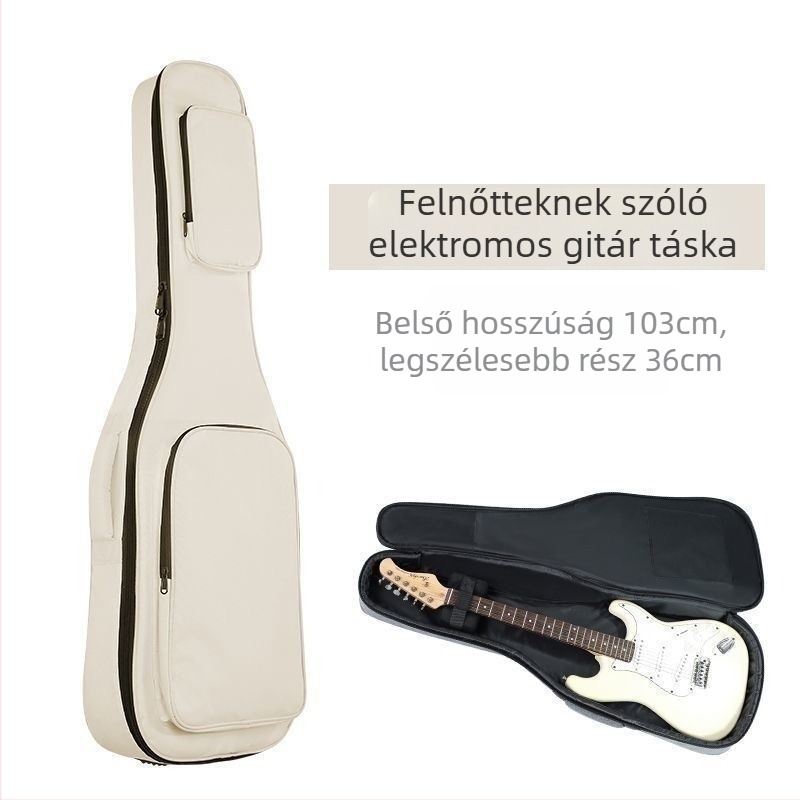 Elektronikus gitár és basszusgitár táska, vastagított párnázással, külső Oxford vászon, belső pamut bélés, görbült vállpántos hátizsák