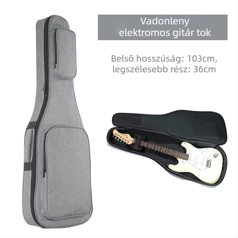 Elektronikus gitár és basszusgitár táska, vastagított párnázással, külső Oxford vászon, belső pamut bélés, görbült vállpántos hátizsák