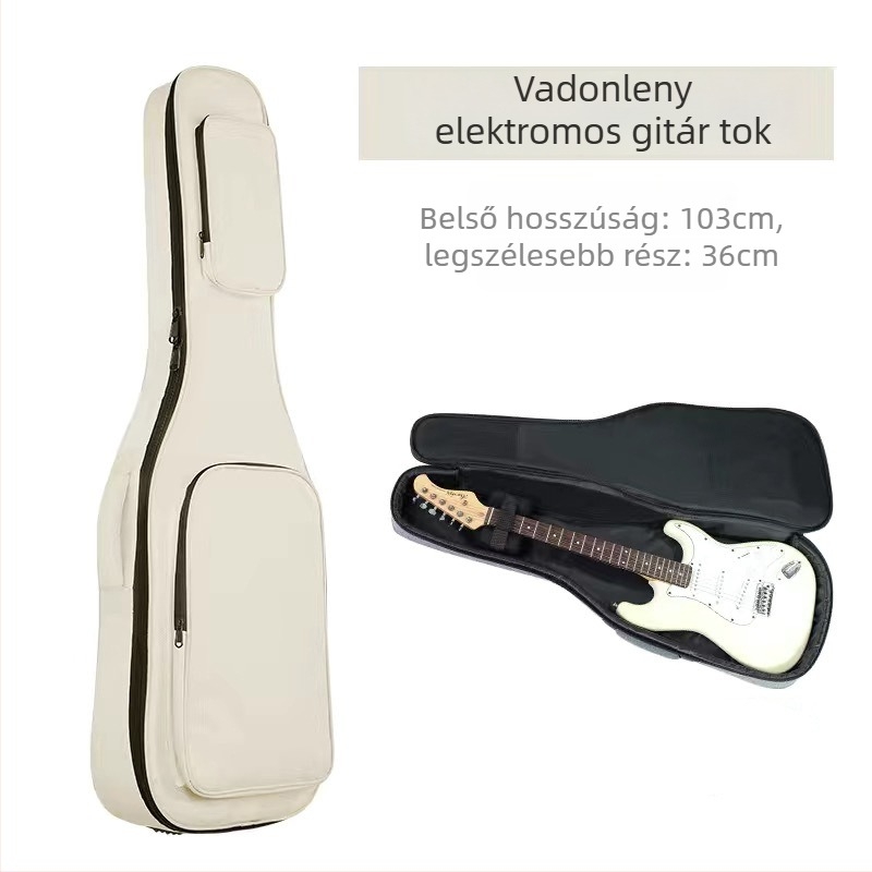 Elektronikus gitár és basszusgitár táska, vastagított párnázással, külső Oxford vászon, belső pamut bélés, görbült vállpántos hátizsák