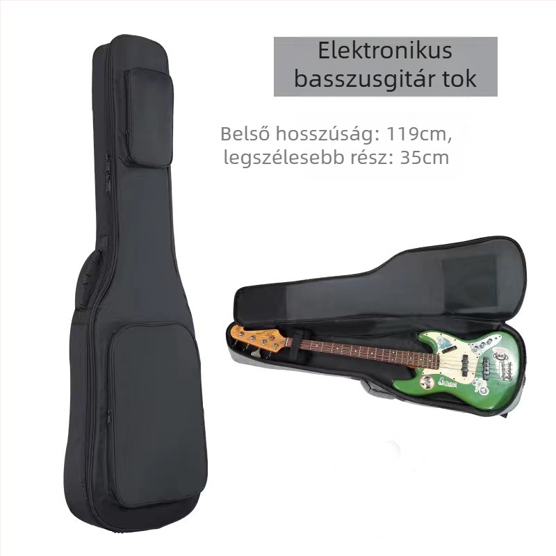 Elektronikus gitár és basszusgitár táska, vastagított párnázással, külső Oxford vászon, belső pamut bélés, görbült vállpántos hátizsák