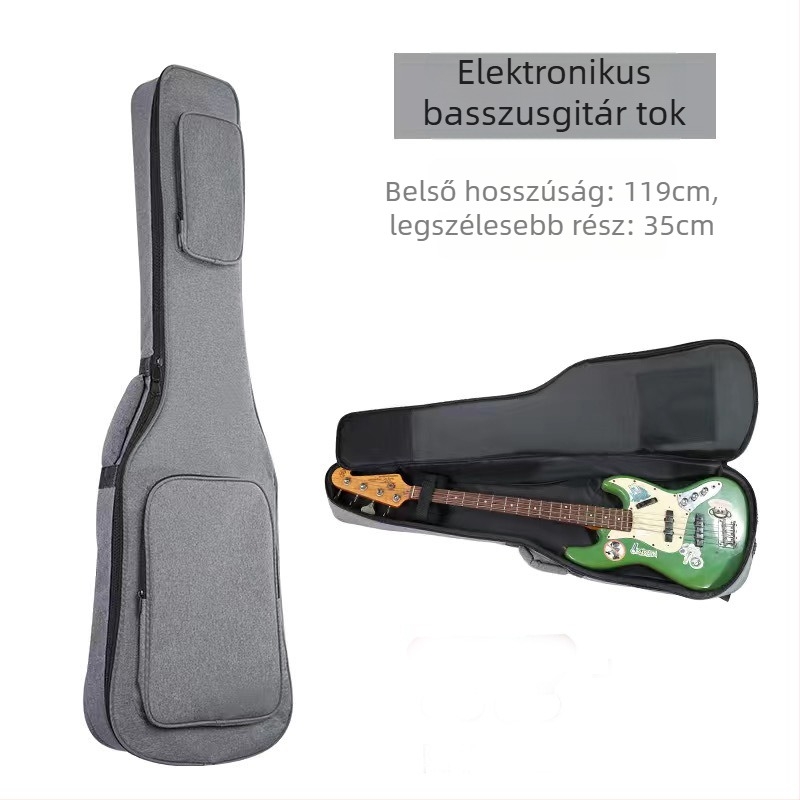 Elektronikus gitár és basszusgitár táska, vastagított párnázással, külső Oxford vászon, belső pamut bélés, görbült vállpántos hátizsák